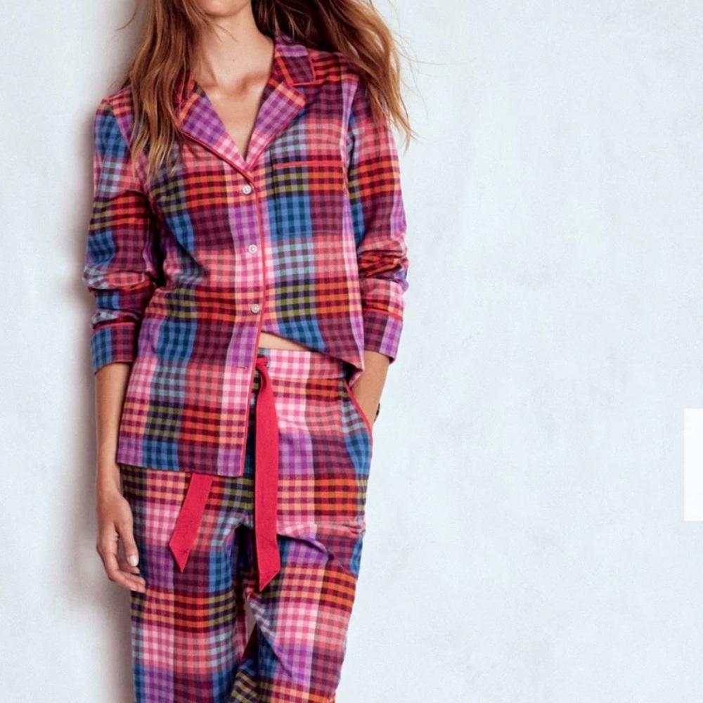 Boden Multicolor Brushed Cotton Gingham Pajama Set